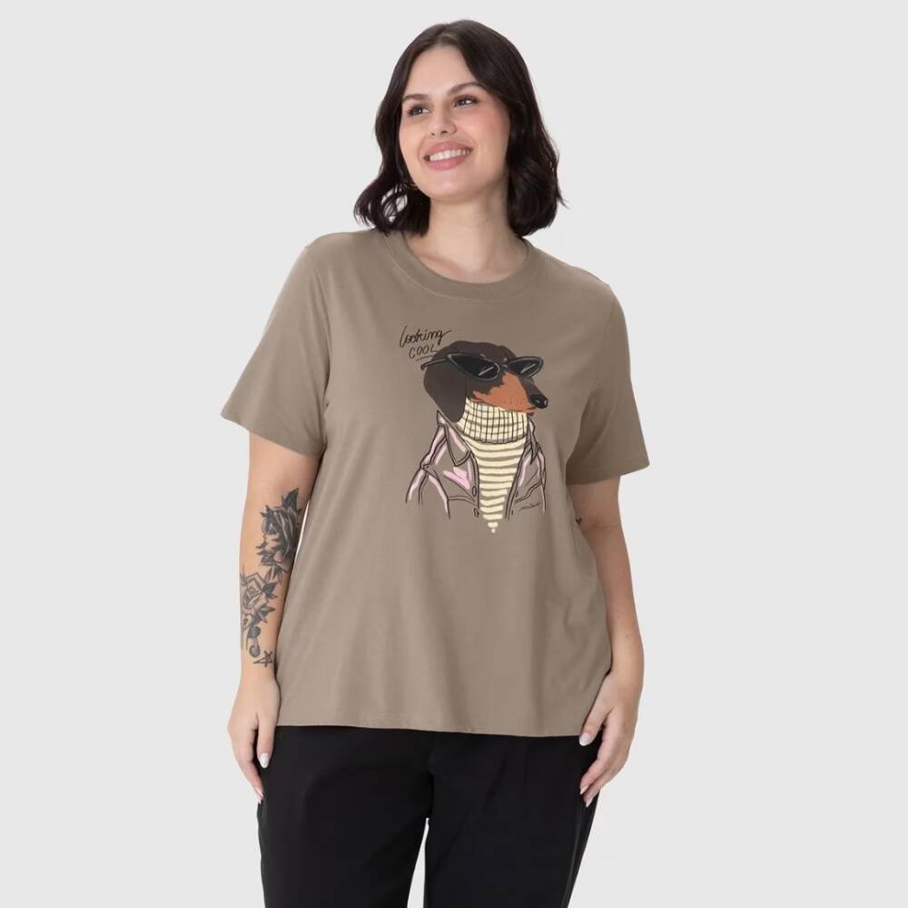 Alternative view of Blusa Feminina Manga Curta Ref 134397 Bege