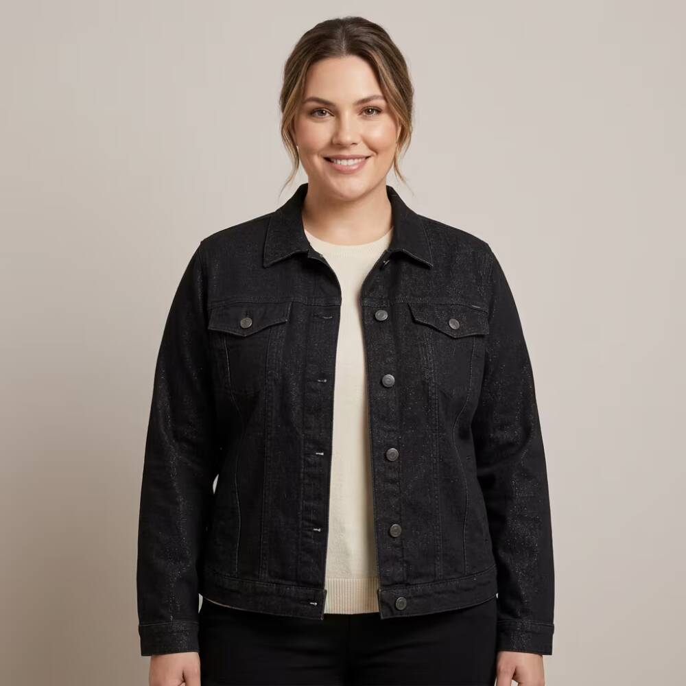 Alternative view of Jaqueta Feminina Plus Size Ref 15321 Jeans Black
