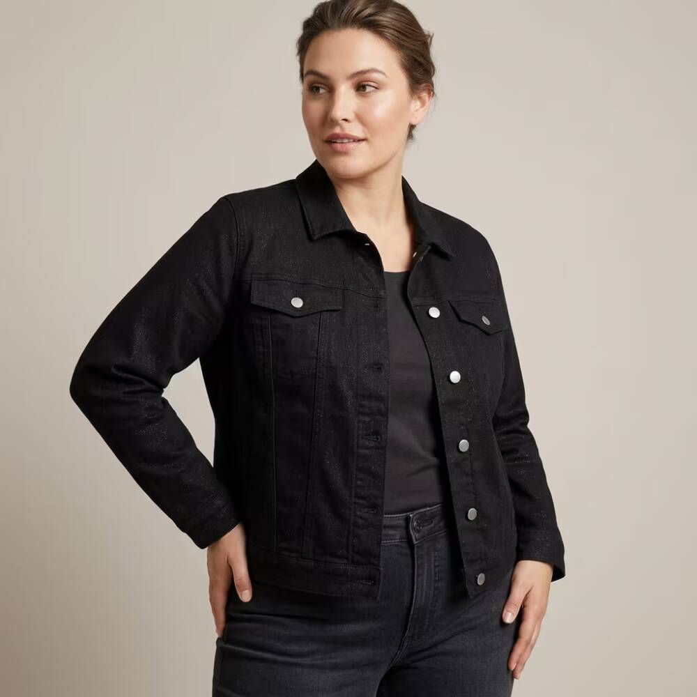 Jaqueta Feminina Plus Size Ref 15321 Jeans Black
