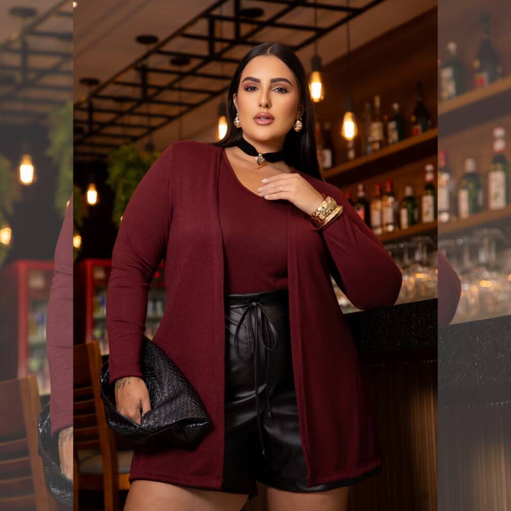 Alternative view of Twin Set Regata + Cardigã Plus Size Ref 184506 Vinho