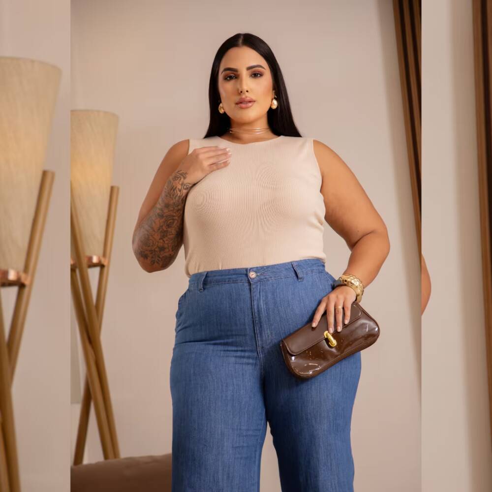 Alternative view of Regata Feminina Plus Size Alça Larga Ref 207333 Bege