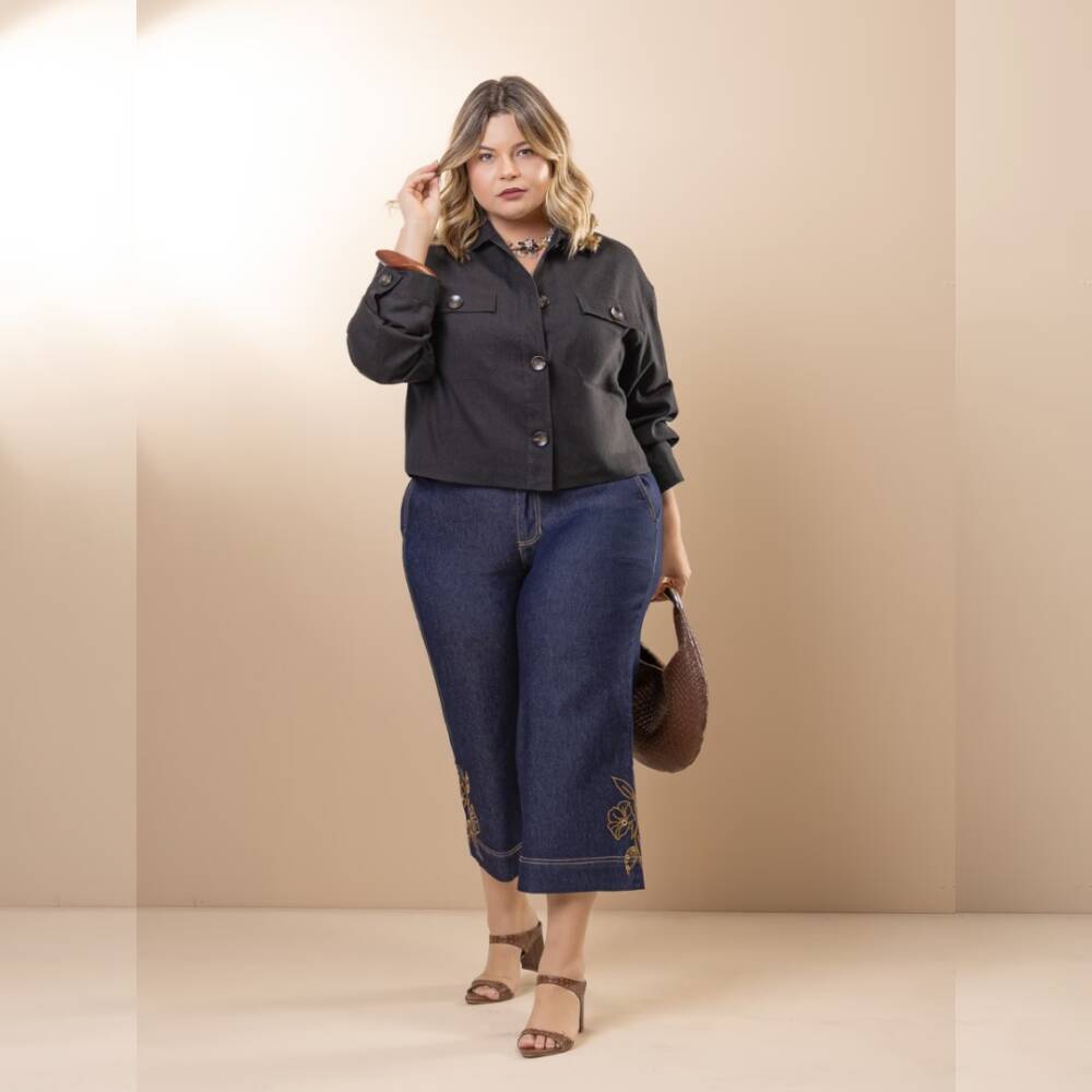 Calça Feminina Pantacourt Ref 73026 Jeans