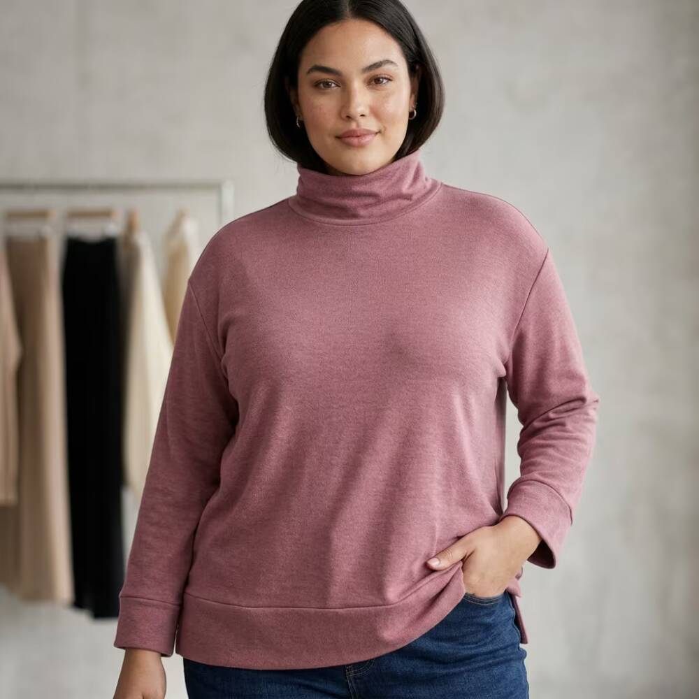 Alternative view of Blusa Feminina Plus Size Manga Longa Ref C8162 Uva