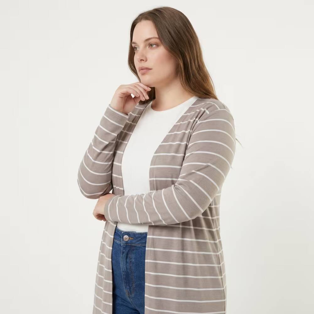 Alternative view of Cardigã Feminino Plus Size Ref C8172 Cinza