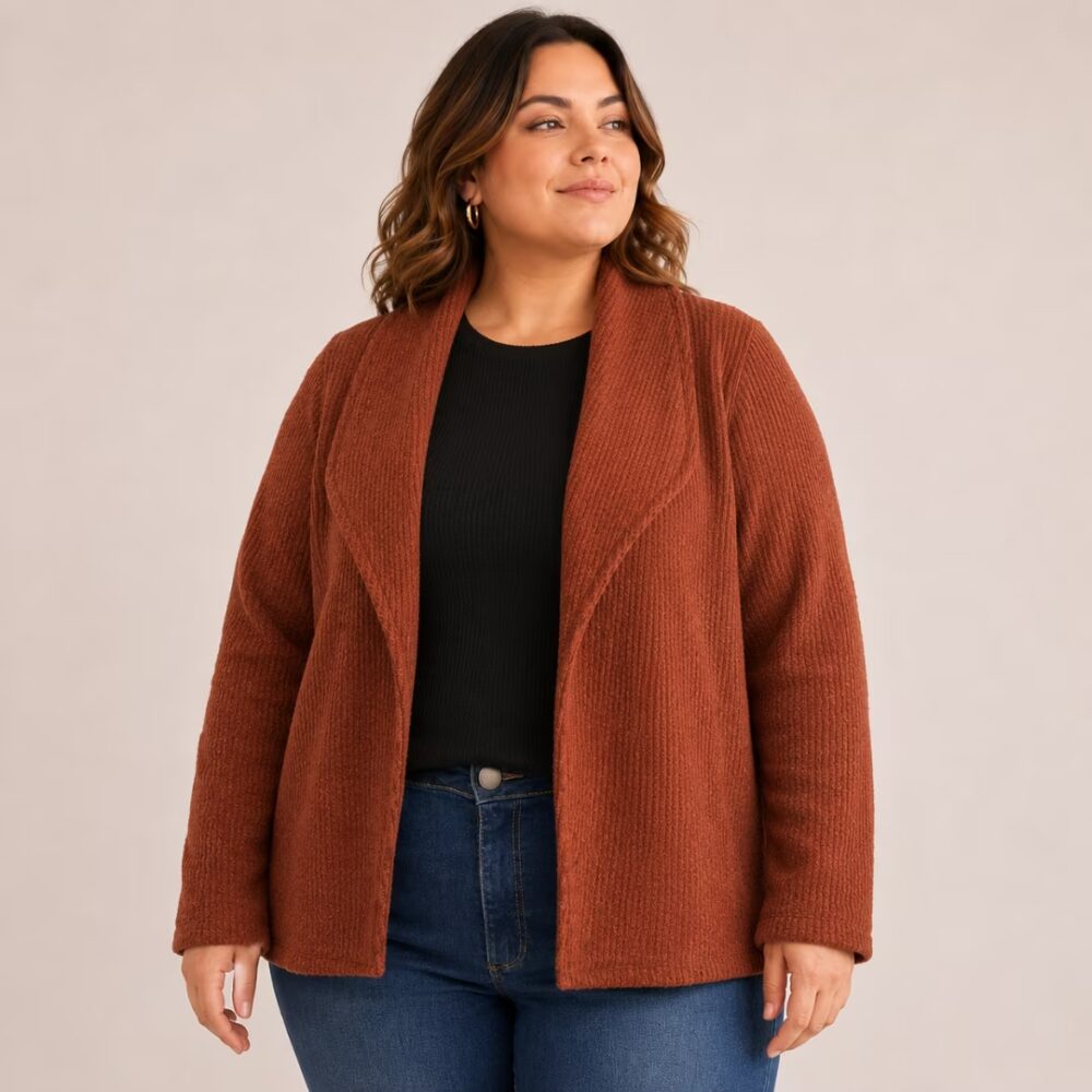 Casaco Feminino Peluciado Plus Size Ref 61140110 Marrom - 48