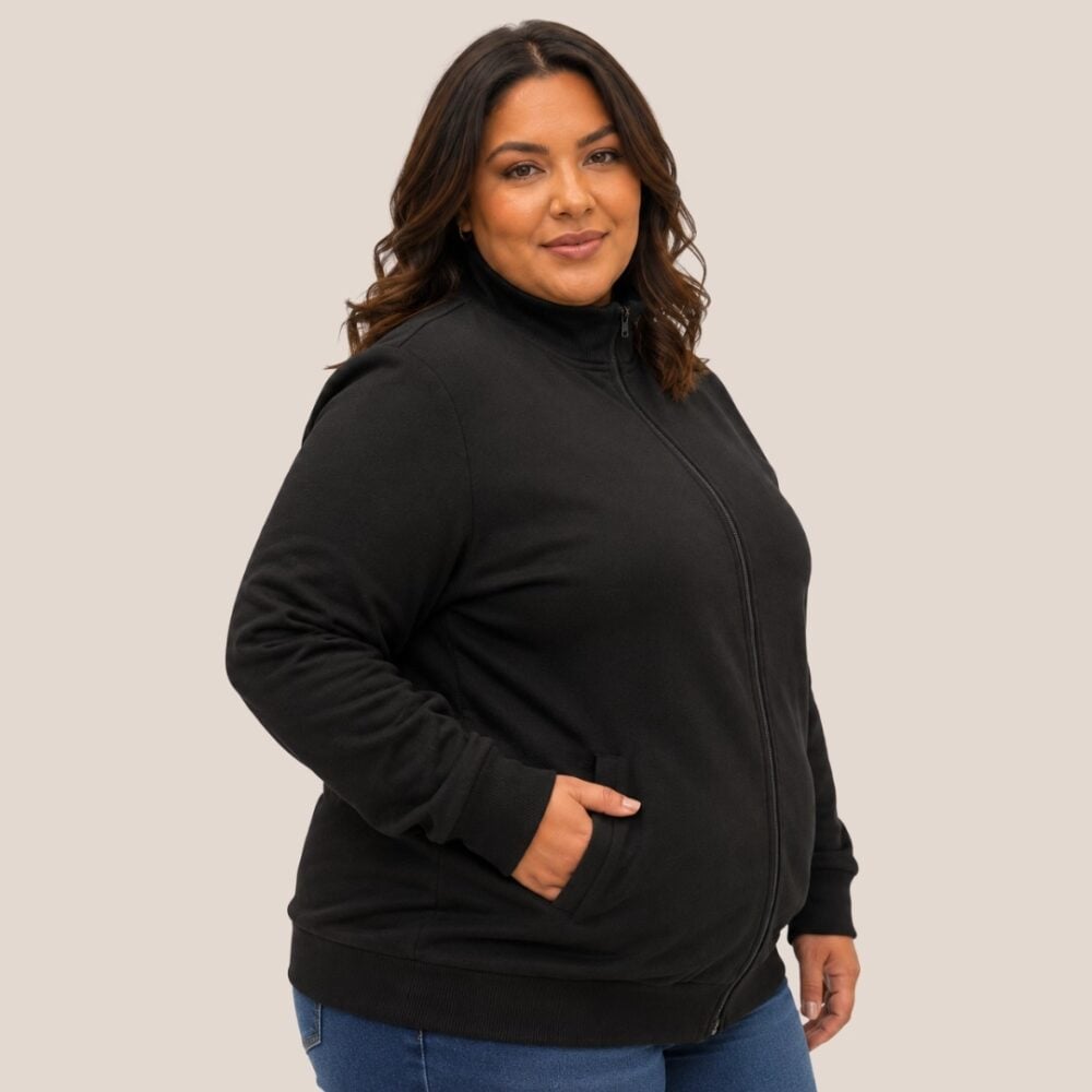 Alternative view of Jaqueta Feminina Plus Size Moletom Ref 6167796 Preto