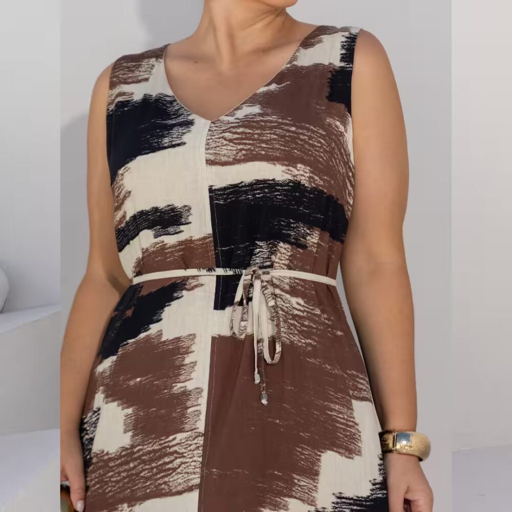 Alternative view of Vestido Mid Plus Size Sem Manga Ref 900896 Estampa Preto