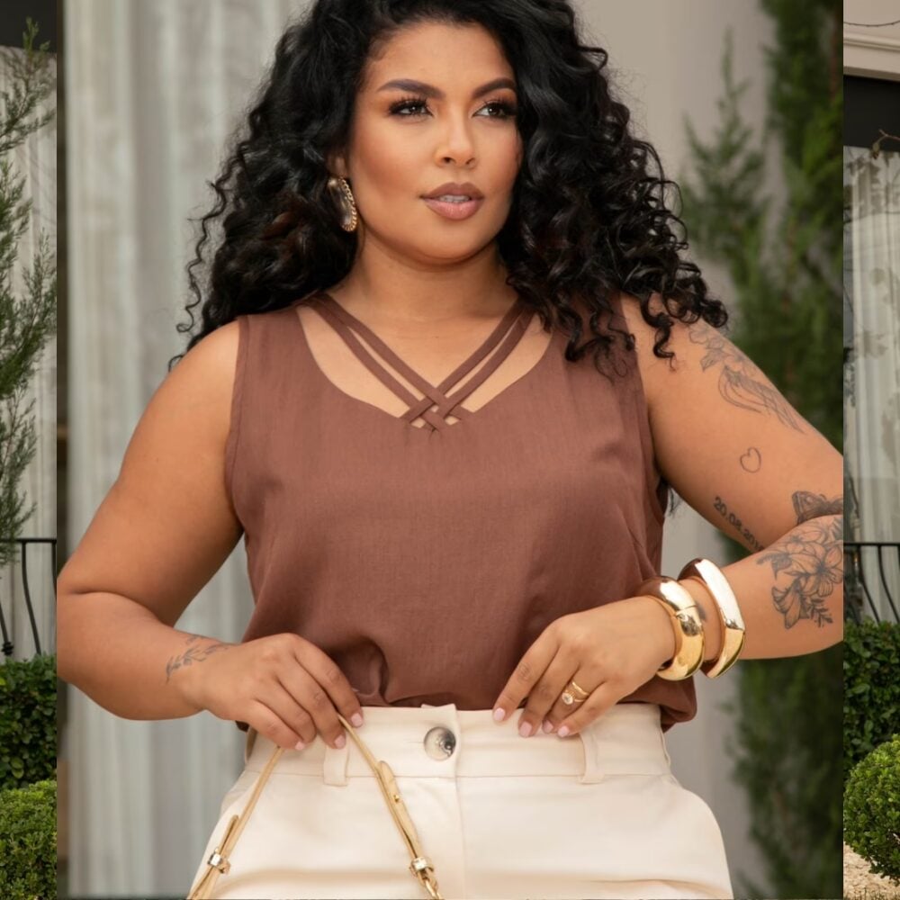 Alternative view of Regata Feminina Plus Size Ref 700991 Marrom